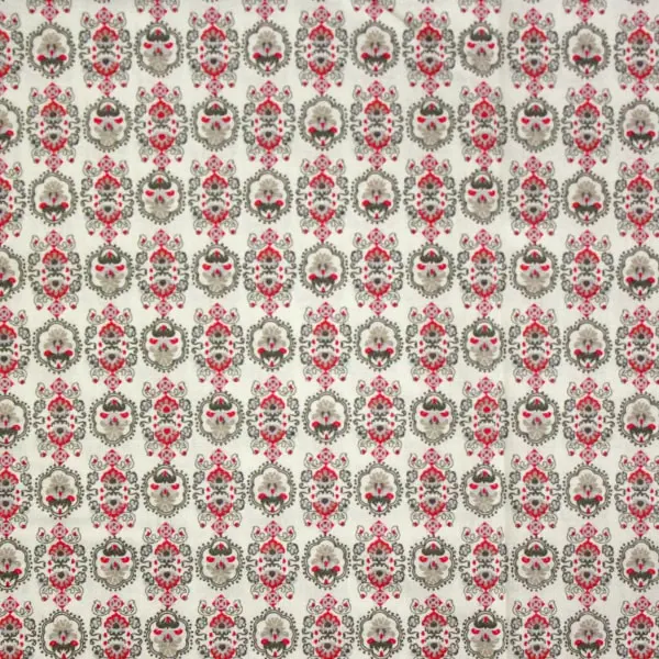 Agathe, Tela beige con estampado geométrico en colores verde y rojo — vista 1