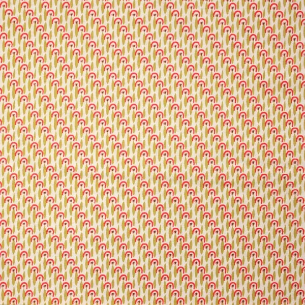 Tela de algodón Otoño Geométrica estampado estilo Country magenta y verde de 150cm - Vista general