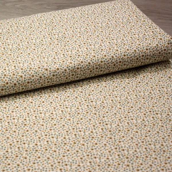 Flores Verdes, Florecillas verdes con toques mostazas sobre fondo blanco — vista 3