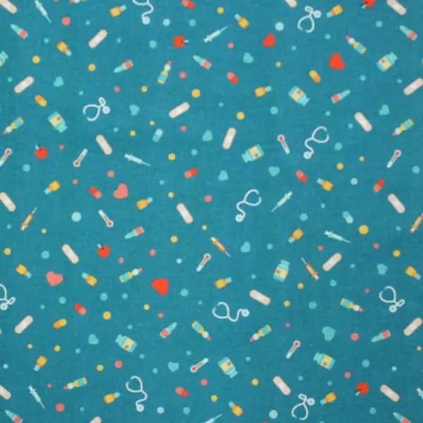 Equipo Medicina, Utensilios de medicina sobre fondo azul turquesa — vista 1