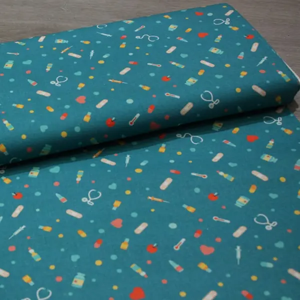 Equipo Medicina, Utensilios de medicina sobre fondo azul turquesa — vista 3