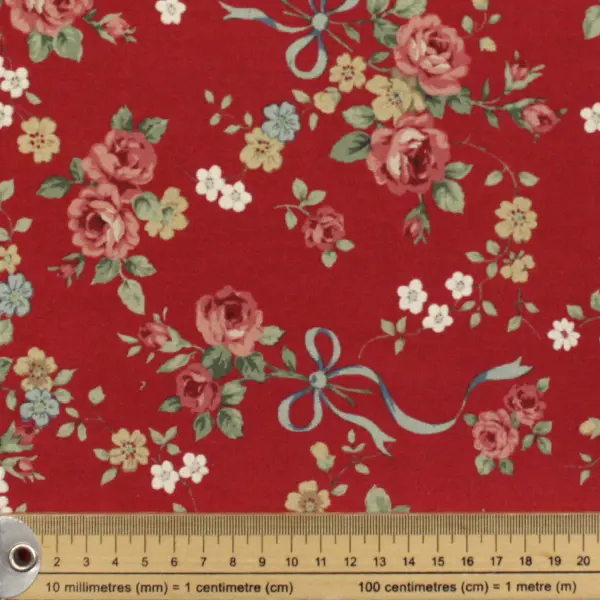 Cosmo Rojo, Tela japonesa de algodón grueso de la colección Cosmo Textile — vista 2