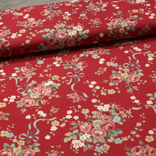 Cosmo Rojo, Tela japonesa de algodón grueso de la colección Cosmo Textile — vista 3