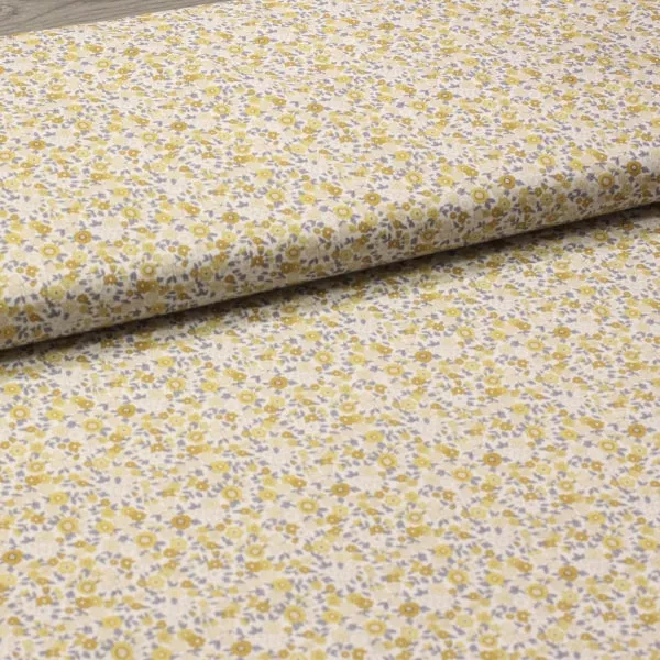 Flor Amarilla, Tela estampada con flores pequeñas en color amarillo — vista 3