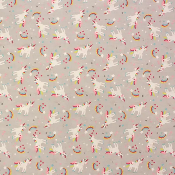 Unicornios Gris, Unicornios y arcoiris sobre fondo color gris — vista 1