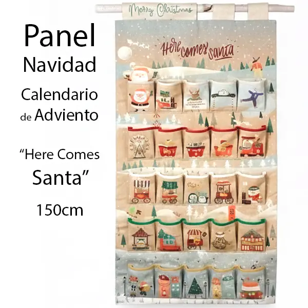 Panel Comes Santa, Panel calendario de adviento, Medida 135 x 150 cm — vista 1