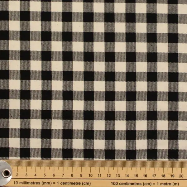 Blanco y Negro, Tela con estampado de cuadros en blanco y negro con un ligero tacto de franela — vista 2