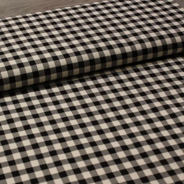 Blanco y Negro, Tela con estampado de cuadros en blanco y negro con un ligero tacto de franela — vista 3