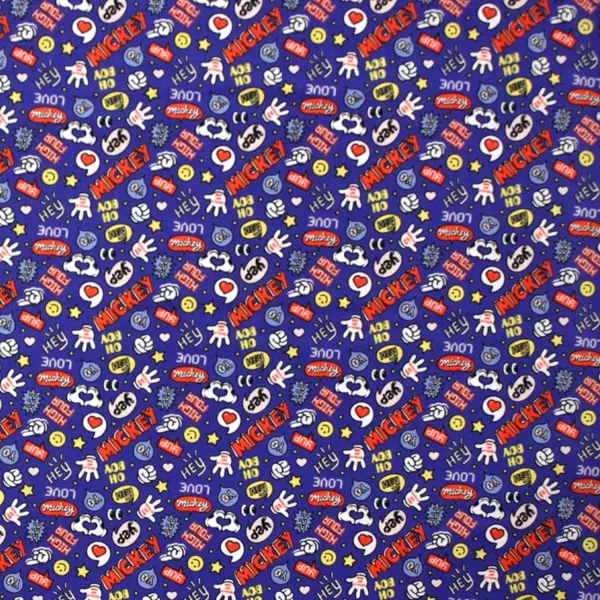 Mickey Letras, Iconos y palabras relacionadas con el mundo de Mickey, sobre fondo azul — vista 1