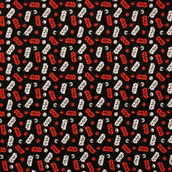 Star Wars Logo, El logo de Star Wars en blanco y rojo estampado sobre negro — vista 1