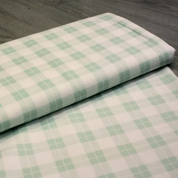 Mint Cuadros, Tela de piqué con estampado de cuadros en mint y blanco — vista 3