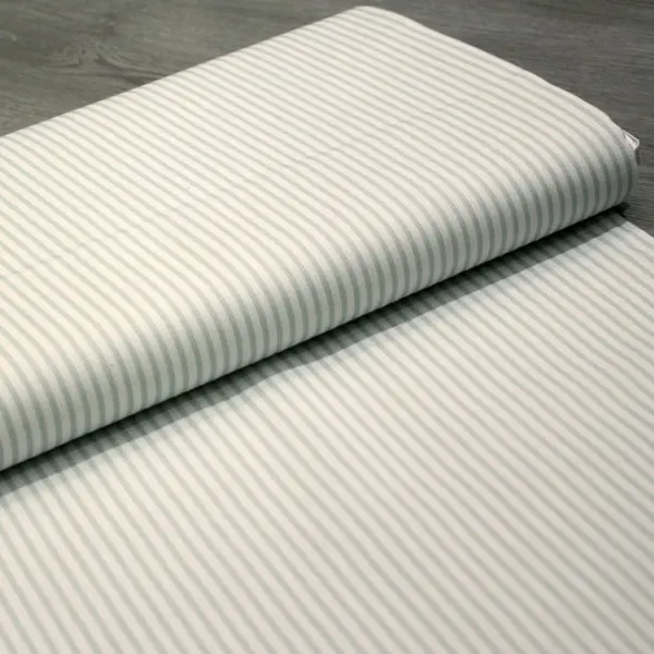 Mint Rayas, Tela de piqué con rayas verde mint sobre fondo blanco — vista 3