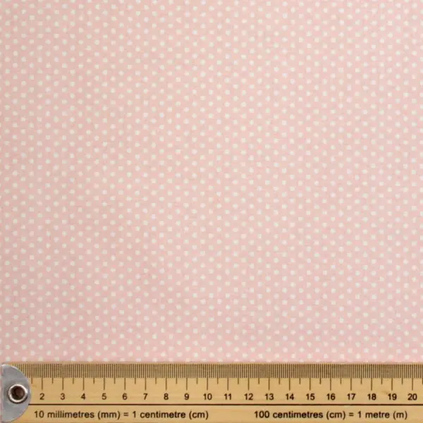 Topos Blancos, Tela rosa con topos blancos. Certificado OEKO-TEX standard 100 — vista 2