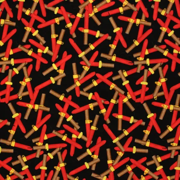 Carretillas , Tela fondo negro estampada con carretillas típicas de Diablos — vista 1