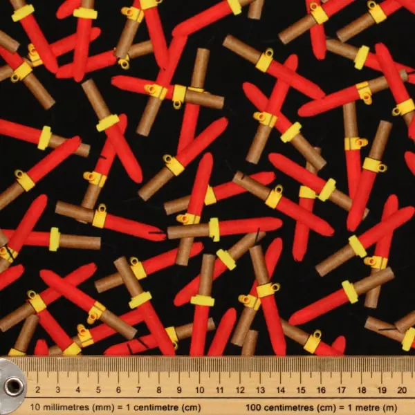 Carretillas , Tela fondo negro estampada con carretillas típicas de Diablos — vista 2