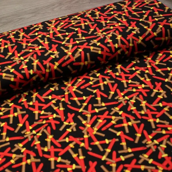 Carretillas , Tela fondo negro estampada con carretillas típicas de Diablos — vista 3