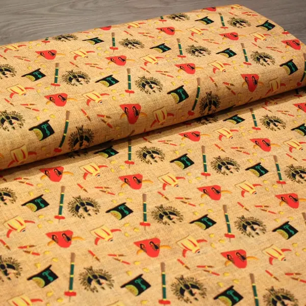 Diablos Saco, Tela con motivos de Diablos sobre un fondo de tela arpillera o de saco — vista 3