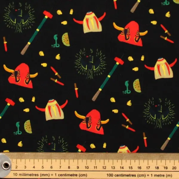 Diablos Negro, Tela estampada con motivos de Diablos sobre un fondo de color negro — vista 2