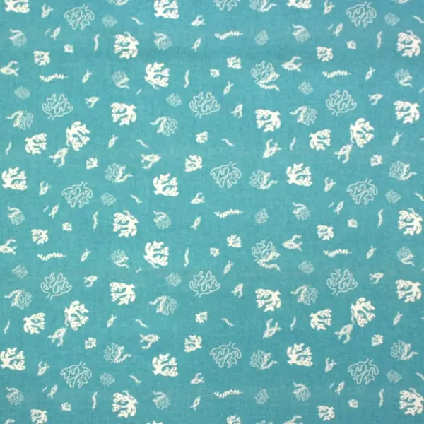 Corales, Corales, algas y peces en blanco sobre el azul del mar — vista 1