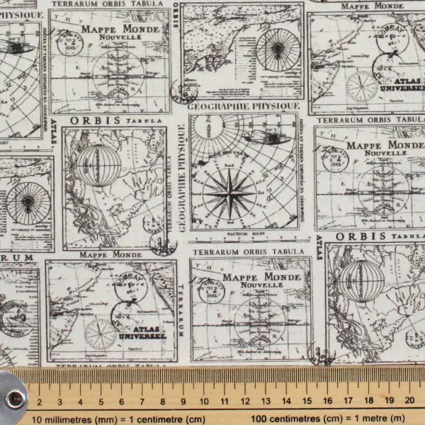 Mapamundi, Estampado de mapas geográficos en tonos beige — vista 2