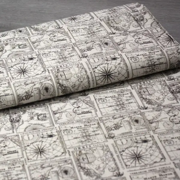 Mapamundi, Estampado de mapas geográficos en tonos beige — vista 3