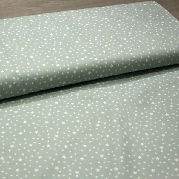 Mint Estrellas Bl, Tela en color verde menta estampada con estrellas en color blanco — vista 3