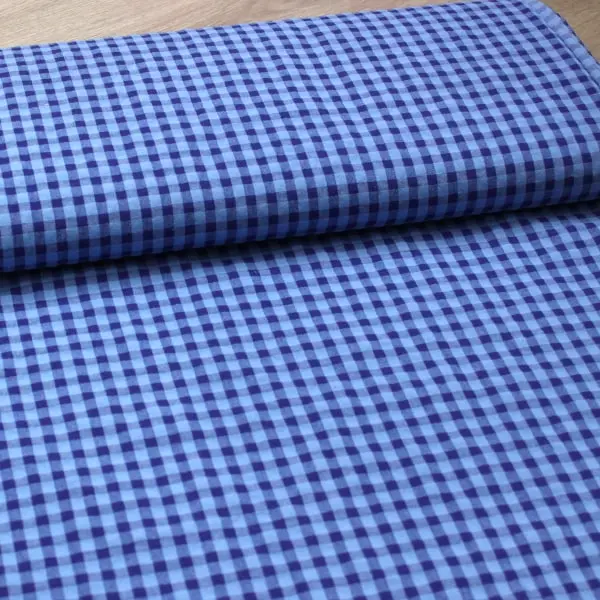 Azul Electrico, Tela de algodón estampada con cuadros Vichy en color Azul electrico. — vista 3